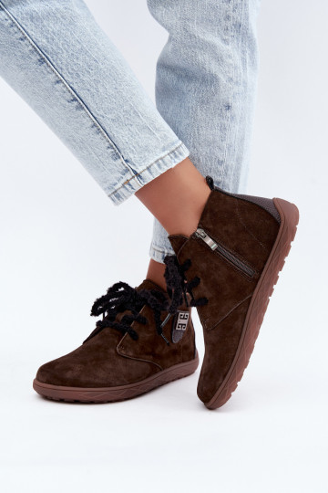 Faux-Suede Barefoot-Schuhe für Frauen in Schokoladenfarbe Abera 2