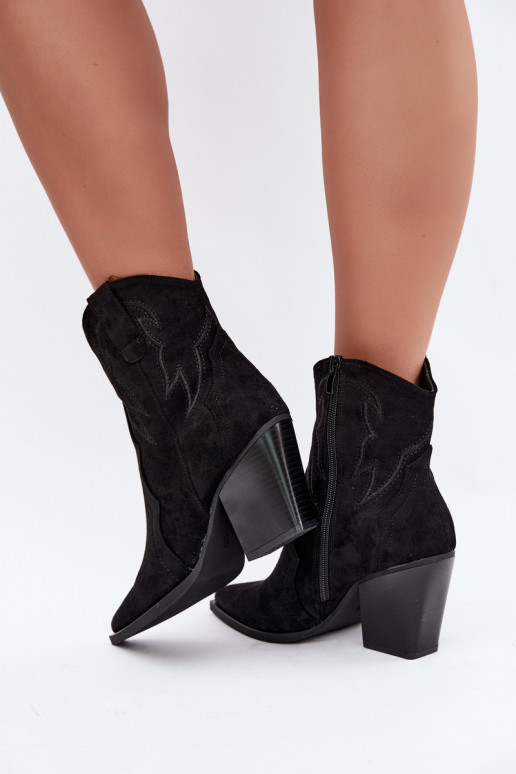 Cowboy-Stil Stiefeletten für Frauen mit Absätzen in schwarzer Farbe Berella