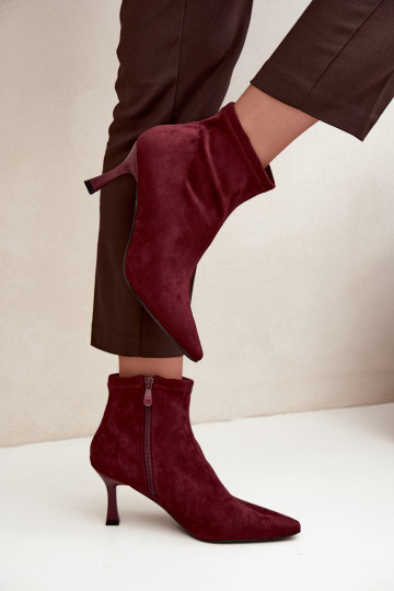 Damen Stiefeletten auf schmalem Absatz mit Nähten in Bordeauxfarbe Clancy 2