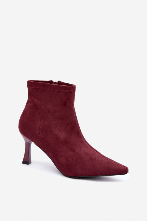 Damen Stiefeletten auf schmalem Absatz mit Nähten in Bordeauxfarbe Clancy