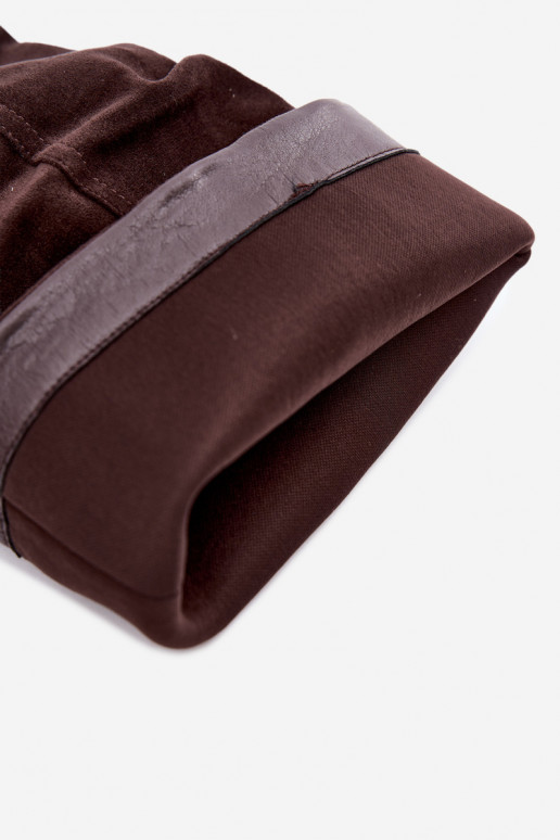 Schokoladenfarbene Stiefeletten mit Absatz und Rüschen Jensy