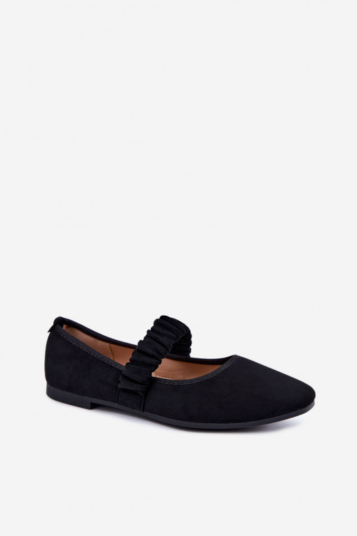 Schwarze Ballerinas mit geschnitzten Riemen Loreya