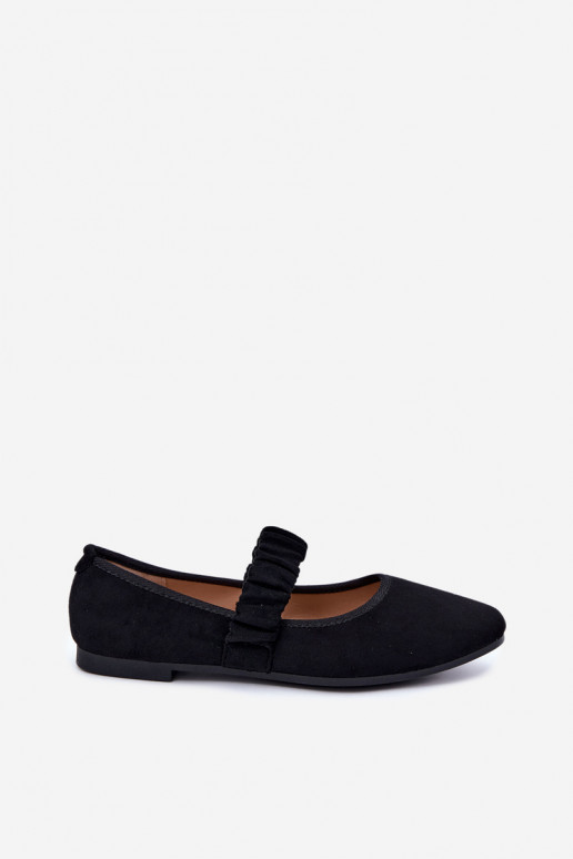 Schwarze Ballerinas mit geschnitzten Riemen Loreya
