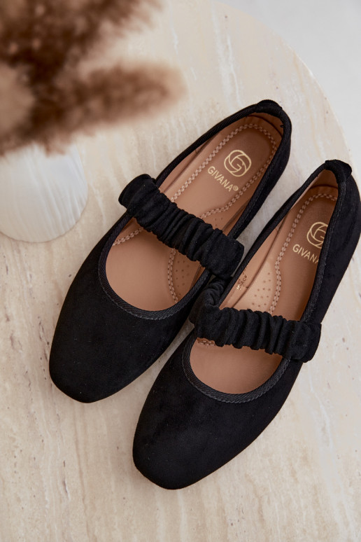 Schwarze Ballerinas mit geschnitzten Riemen Loreya