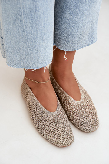 Ballerinas mit Mustern und Netz in Goldfarbe Calmore 2