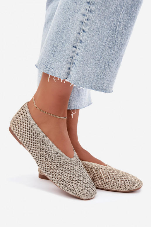 Ballerinas mit Mustern und Netz in Goldfarbe Calmore