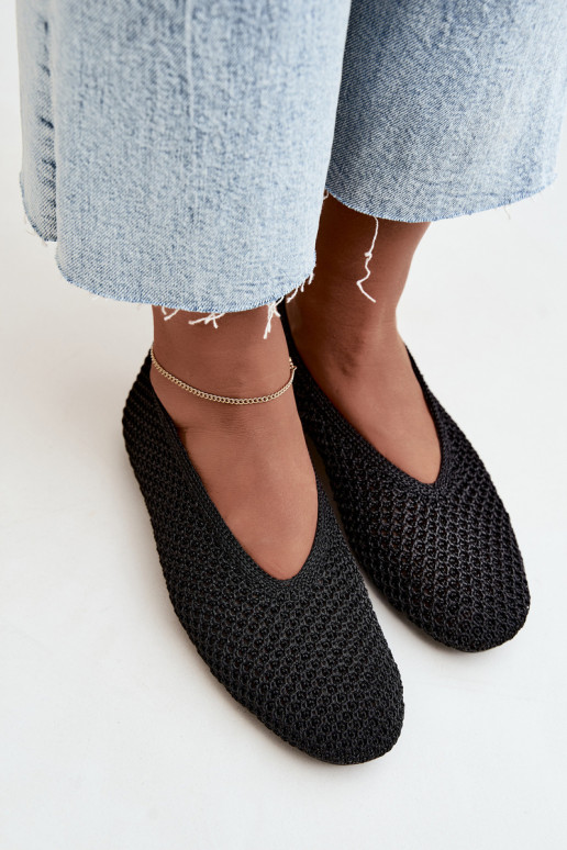 Ballerinas mit Mustern und Netz in schwarzer Farbe Calmore