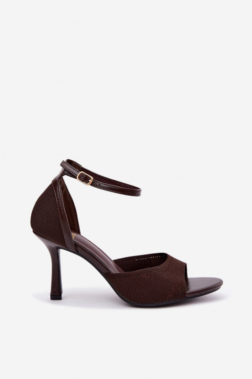 Damen-Sandalen mit dünnen Absätzen in Schokoladenfarbe Galya