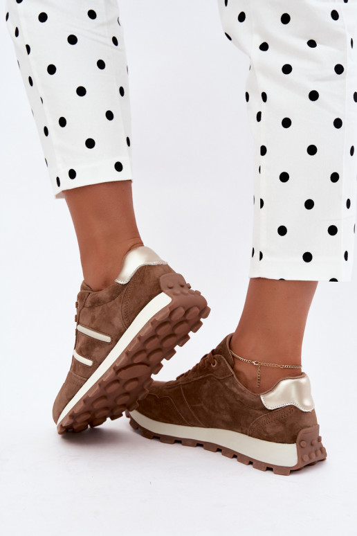 Sneaker aus Kunstveloursleder D&A LR62-7101 in braun