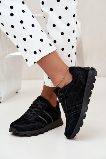 Sneaker aus Kunstveloursleder D&A LR62-7101 in schwarz