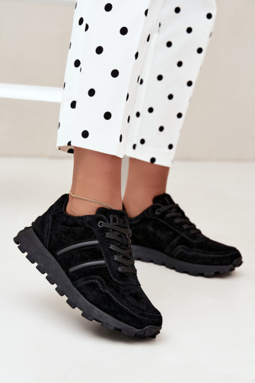 Sneaker aus Kunstveloursleder D&A LR62-7101 in schwarz 2