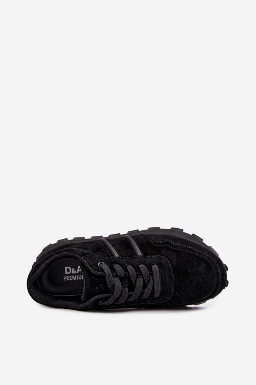 Sneaker aus Kunstveloursleder D&A LR62-7101 in schwarz