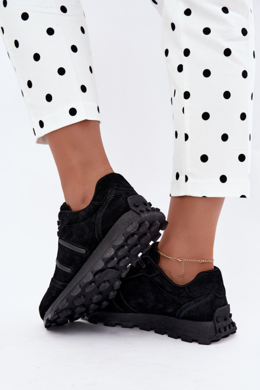 Sneaker aus Kunstveloursleder D&A LR62-7101 in schwarz