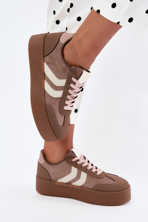 Khaki Sneakers mit Plattform und Riemen Kaya