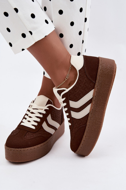 Braune Sneakers mit Plattform und Riemen Kaya