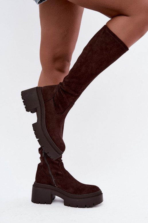 Damen kniehohe Stiefel mit Plateau Florinne