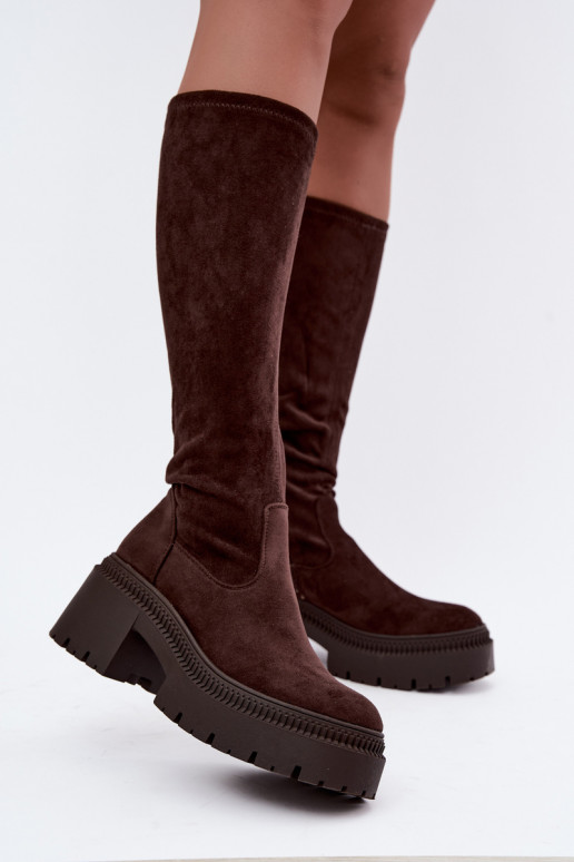 Damen kniehohe Stiefel mit Plateau Florinne