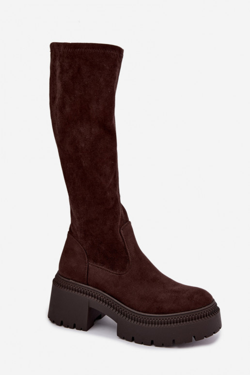 Damen kniehohe Stiefel mit Plateau Florinne