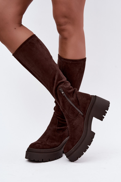 Damen kniehohe Stiefel mit Plateau Florinne