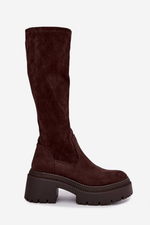 Damen kniehohe Stiefel mit Plateau Florinne