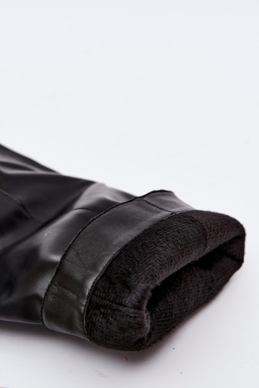 gefütterte kniehohe Stiefel mit dünnen Absätzen und Schnallen in schwarzer Farbe Kelra