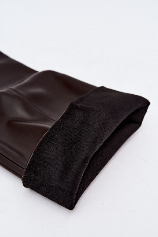 Schlüpfschäfte für Damen mit Absatz aus Kunstleder in brauner Farbe Favra