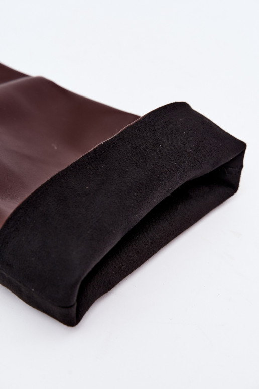 Schlüpfschuh Damen kniehohe Stiefel mit schmalen Absätzen in Bordeauxfarbe Caliya
