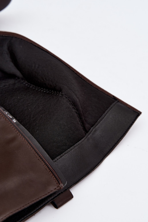 Damen kniehohe Stiefel mit dekorativen Details in Schokoladenfarbe Rileta