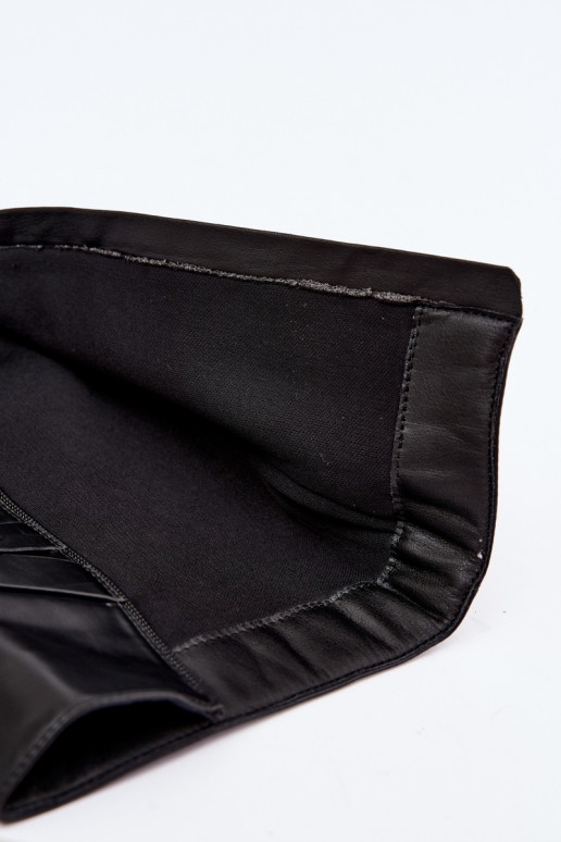 Damen kniehohe Stiefel mit schmalen Absätzen und Schnallen in schwarzer Farbe Invera