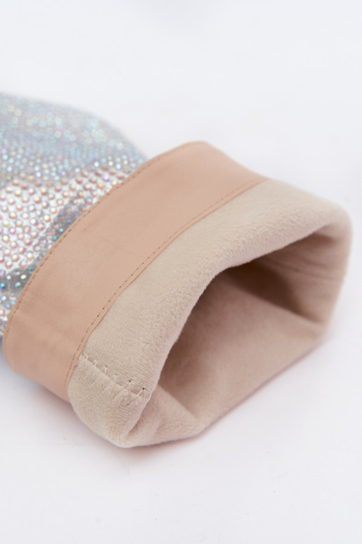 Dekorierte Damen Stiefeletten mit schmalen Absätzen in silberner Farbe Galessa