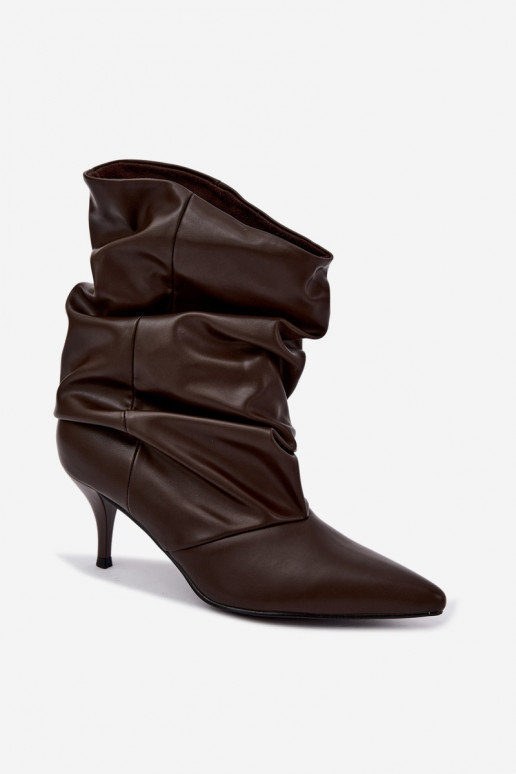 Schlüpfschuh Damen slouchy Stiefeletten mit schmalen Absätzen in Schokoladenfarbe Harissa