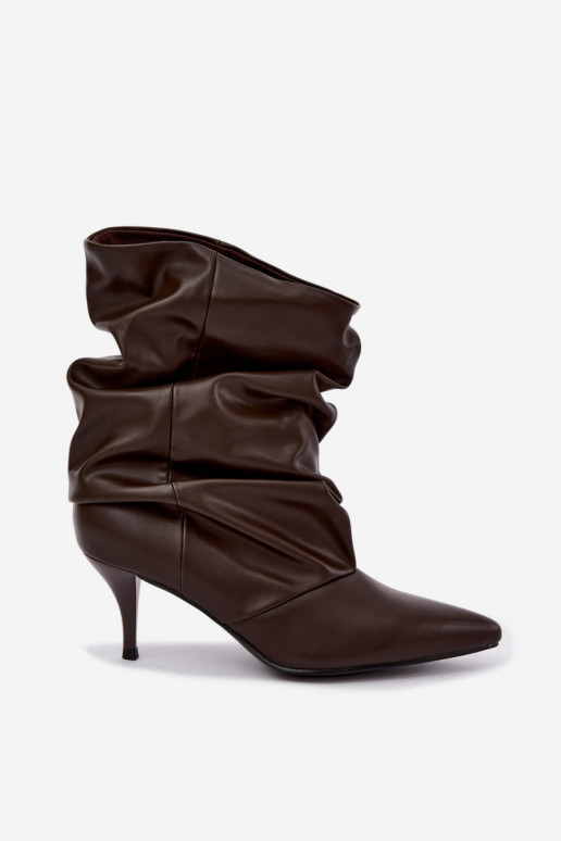 Schlüpfschuh Damen slouchy Stiefeletten mit schmalen Absätzen in Schokoladenfarbe Harissa