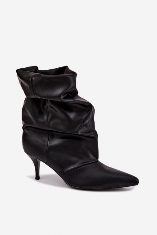 Schlüpfschuh Damen slouchy Stiefeletten mit schmalen Absätzen in schwarzer Farbe Harissa