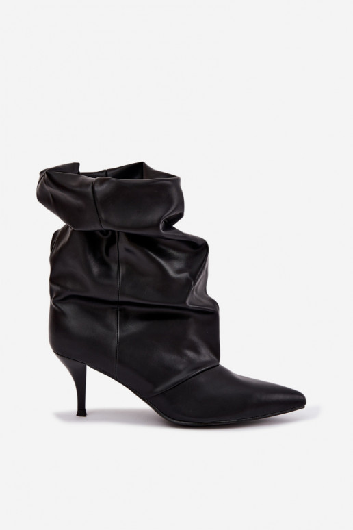 Schlüpfschuh Damen slouchy Stiefeletten mit schmalen Absätzen in schwarzer Farbe Harissa