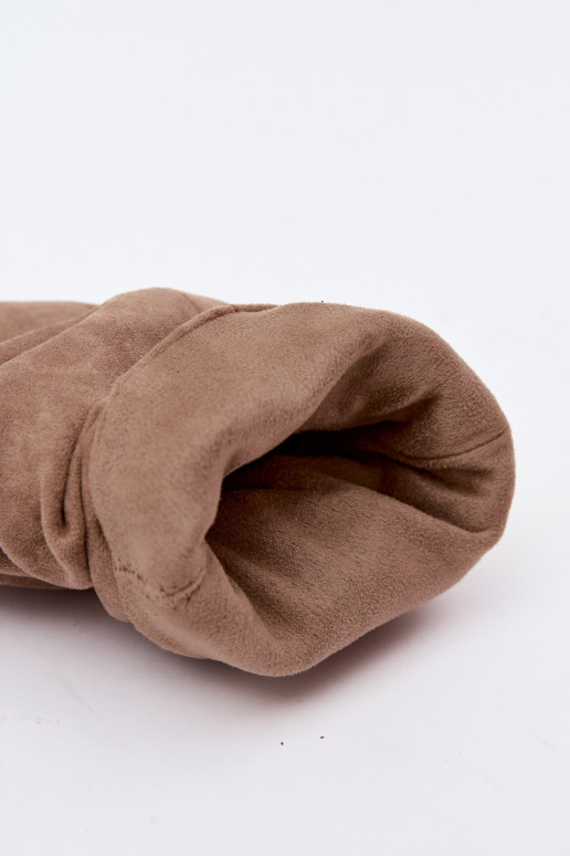 Schlüpfschuh Damen slouchy Stiefeletten mit schmalen Absätzen in Sandfarbe Harissa