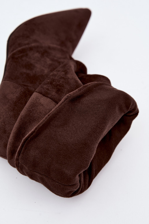 Schlüpfschuh Damen slouchy Stiefeletten mit schmalen Absätzen in Schokoladenfarbe Harissa