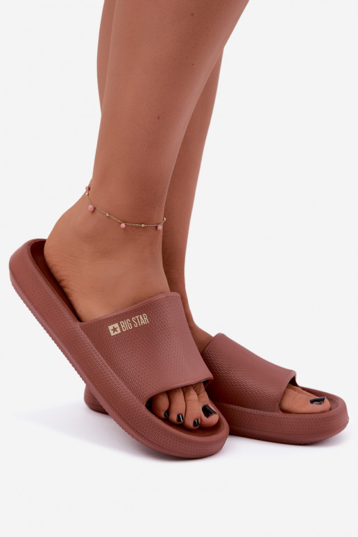 Damen leichte Hausschuhe Big Star UU274088 in brauner Farbe