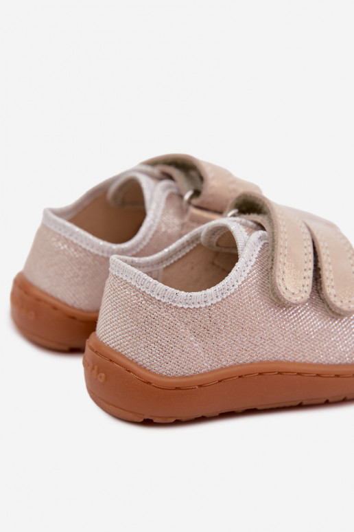 Kinder-Barefoot-Pantoletten Froddo Canvas G1700440-1 Gold