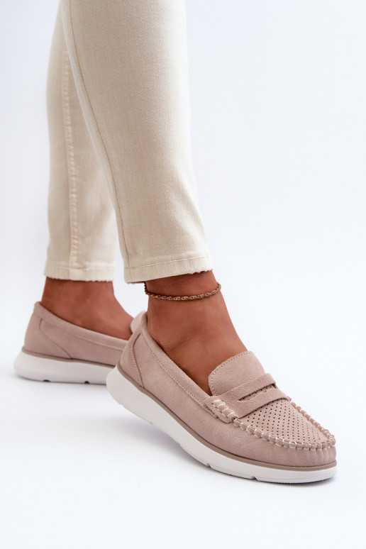 Wildleder Mokassins auf Plattform Sergio Leone SP012 beige