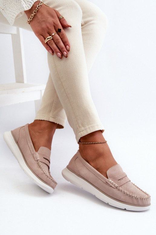 Wildleder Mokassins auf Plattform Sergio Leone SP012 beige