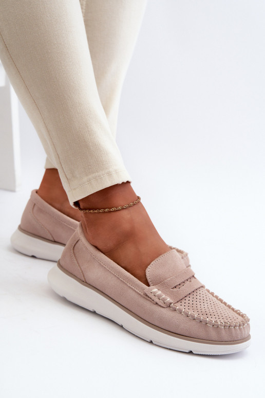 Wildleder Mokassins auf Plattform Sergio Leone SP012 beige