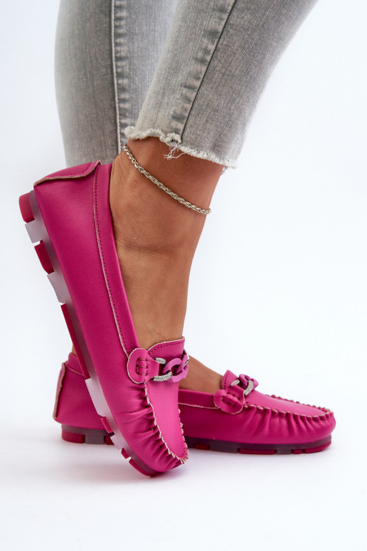 Leder Damen Mokassins mit Ornamenten S.Barski LR339 rosa
