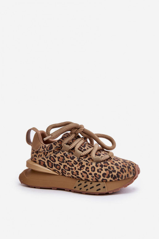Wildleder Damen Sneakers mit Plattform und Leopardenmuster Artiker 55C0135 braun
