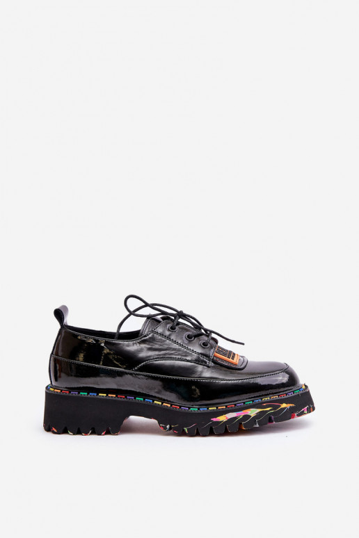 Lackierte Damen Schuhe mit Schnürsenkeln Artiker 55C0499 schwarz