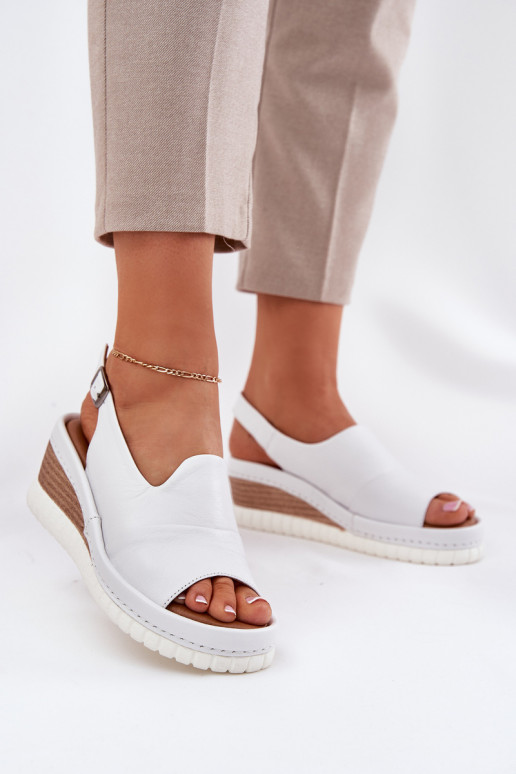Leder Damen Sandalen auf Plattform Artiker 56C0918 weiß