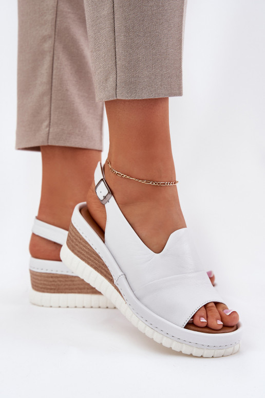 Leder Damen Sandalen auf Plattform Artiker 56C0918 weiß