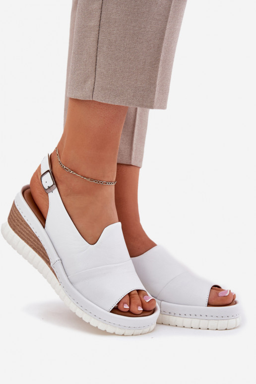 Leder Damen Sandalen auf Plattform Artiker 56C0918 weiß