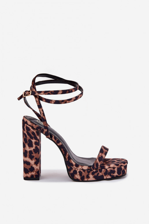 Damen Sandalen mit hohen Absätzen und Streifen sowie Leopardenmuster Fevenne