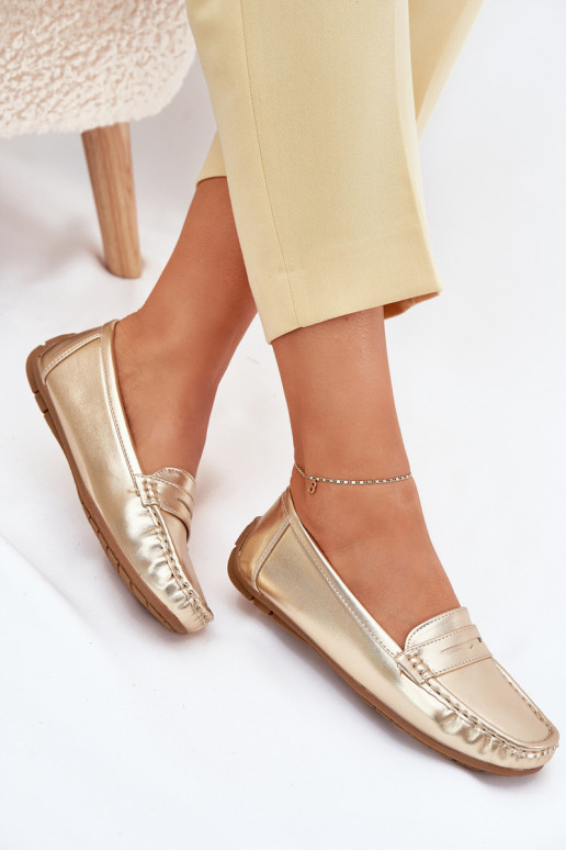 Kunstleder Damen Mokassins gold Lenvie