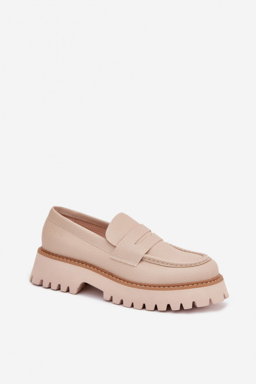 Damen Mokassins auf Plattform und flache Schuhe Big Star NN274050 beige